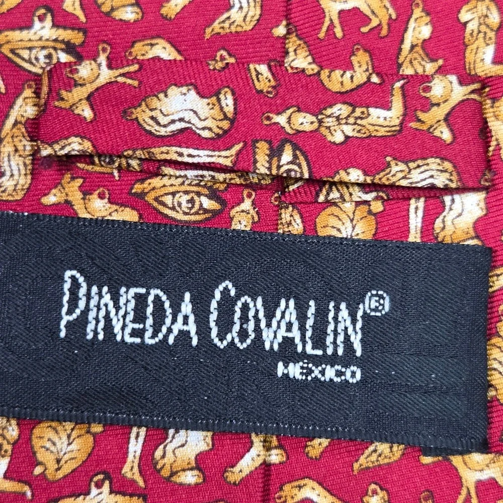 Pineda Covalin Silk Tie‎ Red Milagritos Icons of Faith Mexican Luxury